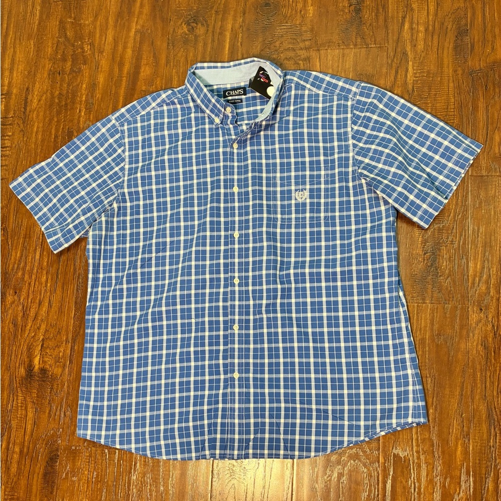 Chaps Men's Short Sleeve Easy Care Blue 3XL Shirt #s29
